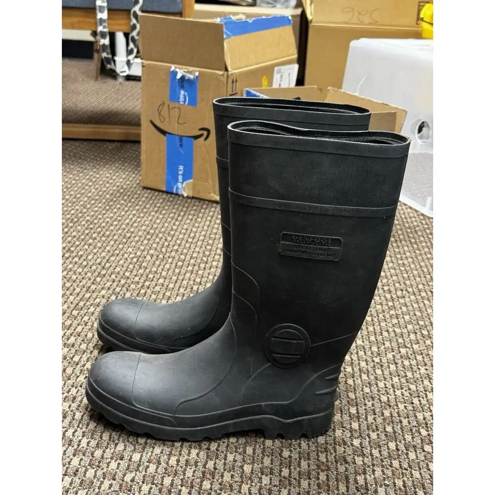 Genfoot Industrial Steel Toe Rubber Work Boots Mens Size 9 Slip Resistant